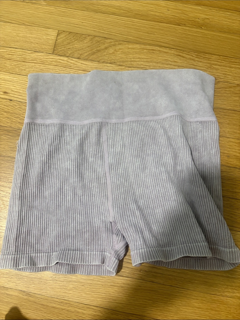 Forever 21 Light Lilac Ribbed High-Waist Bike Shorts